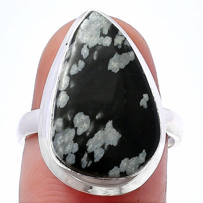 Natural Snow Flake Obsidian Ring size-7 R-1007 SDR216829