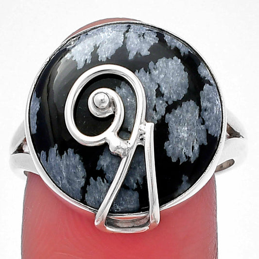 Natural Snow Flake Obsidian Ring size-8.5 R-1478 SDR217128