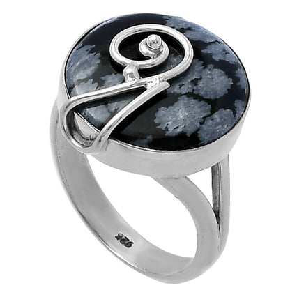 Natural Snow Flake Obsidian Ring size-8.5 R-1478 SDR217128