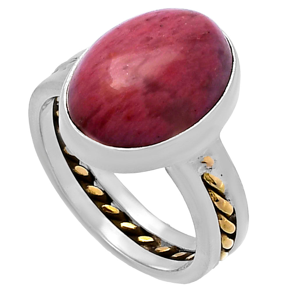 Two Tone - Natural Pink Tulip Quartz Ring size-7 R-1711 SDR220045