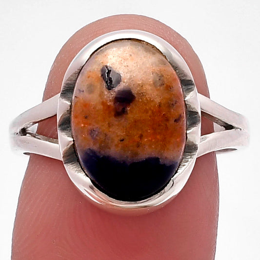 Natural Orange Sodalite Ring size-8 R-1438 SDR220209