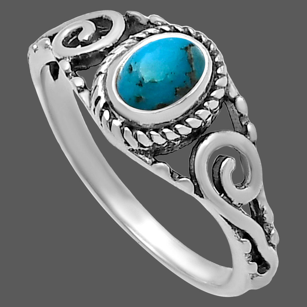 Natural Turquoise Morenci Mine Ring size-7 R-1043 SDR220669