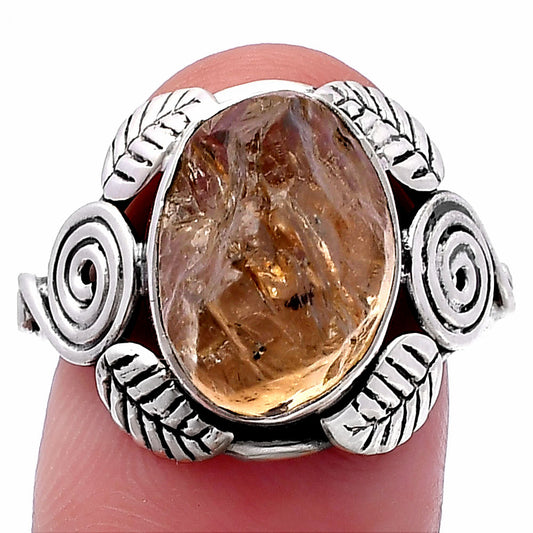Southwest Design - Yellow Scapolite Rough Ring size-7.5 R-1352 SDR222185