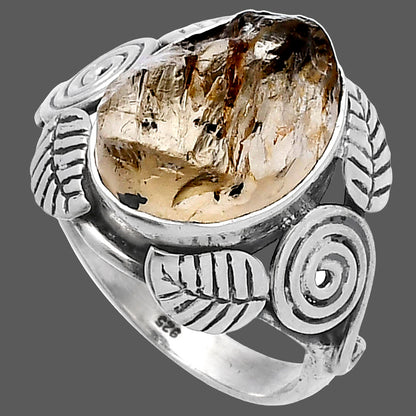 Southwest Design - Yellow Scapolite Rough Ring size-7.5 R-1352 SDR222185