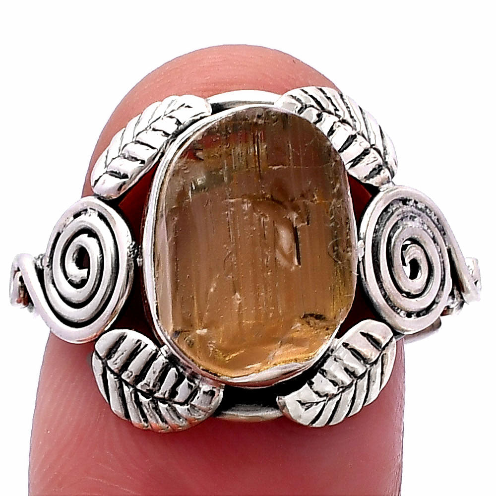 Southwest Design - Yellow Scapolite Rough Ring size-8 R-1352 SDR222193