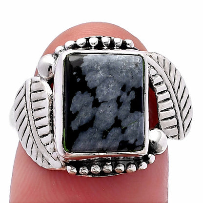 Natural Snow Flake Obsidian Ring size-8 R-1272 SDR222208