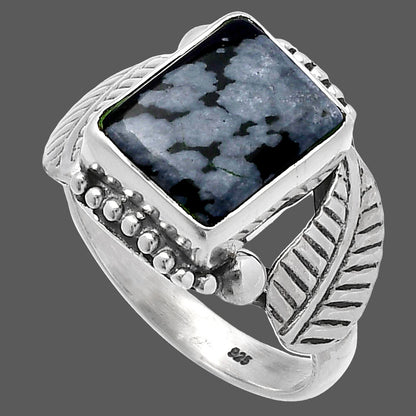Natural Snow Flake Obsidian Ring size-8 R-1272 SDR222208