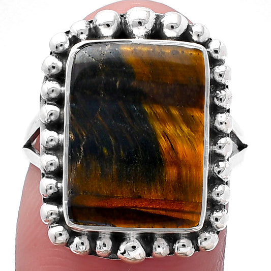 Natural Blue Tiger Eye Ring size-7 R-1154 SDR222290