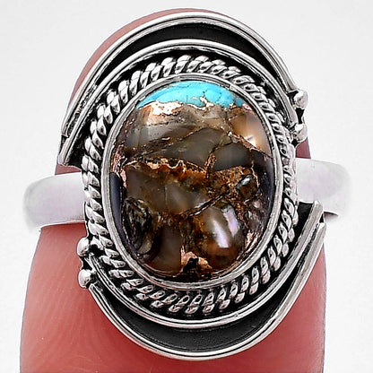 Evil Eye - Copper Abalone Shell Ring size-7 R-1314 SDR222704