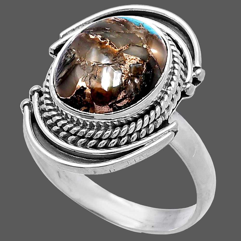 Evil Eye - Copper Abalone Shell Ring size-7 R-1314 SDR222704