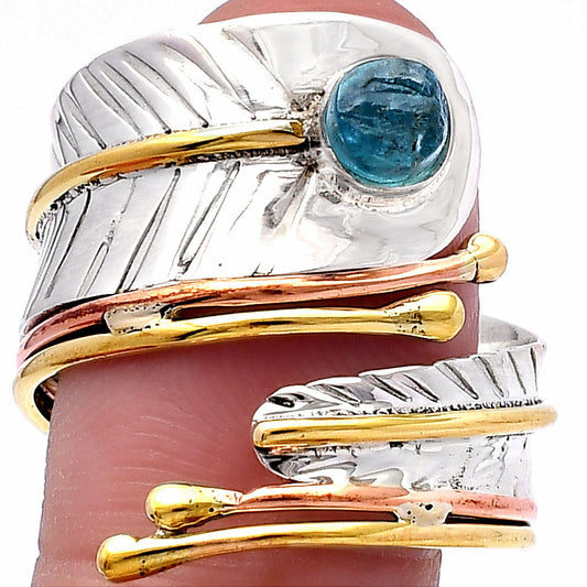 Two Tone Adjustable - Neon Blue Apatite Rough Ring size-8 R-1523 SDR223955