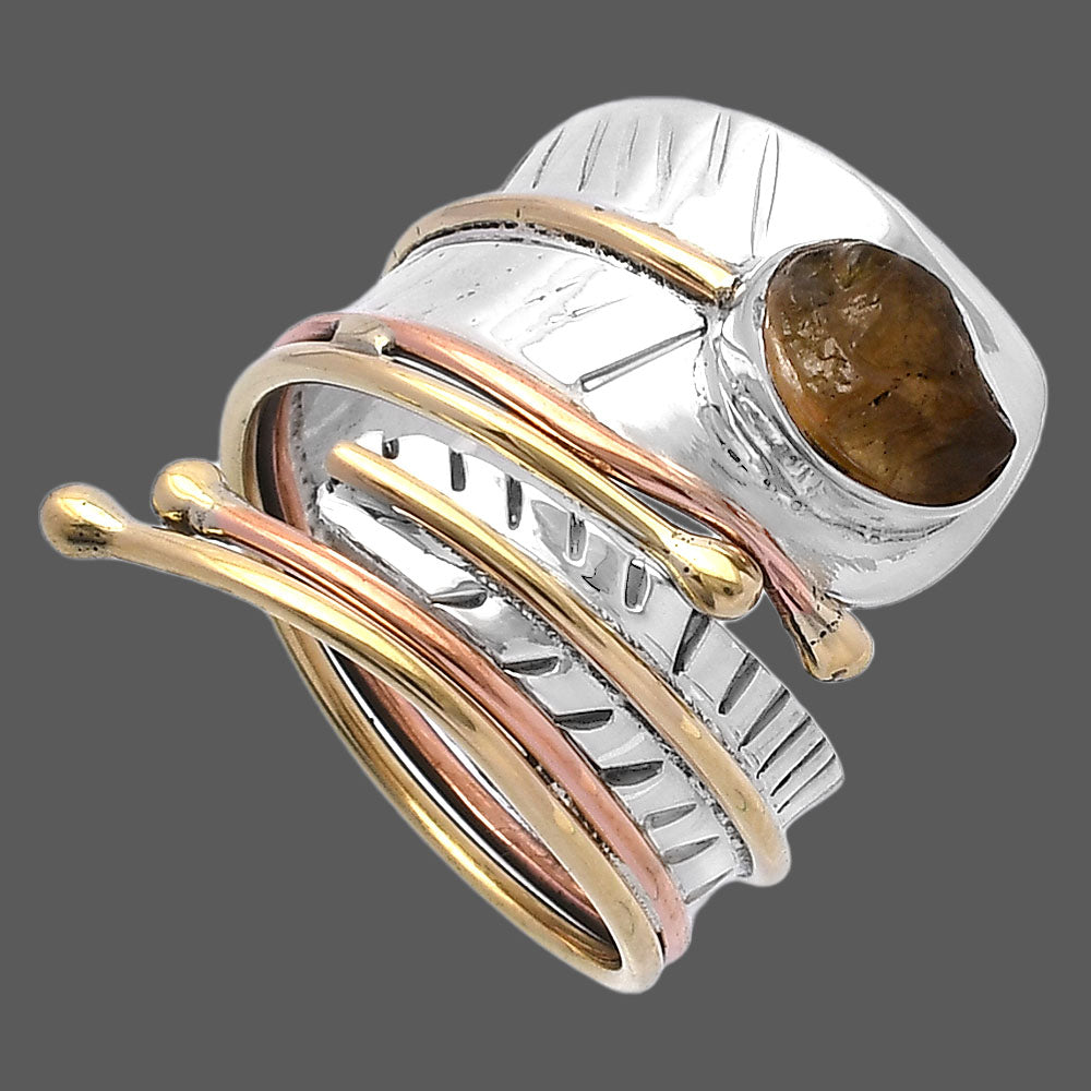 Two Tone Adjustable - Rare Kornerupine Rough Ring size-8 R-1523 SDR223975