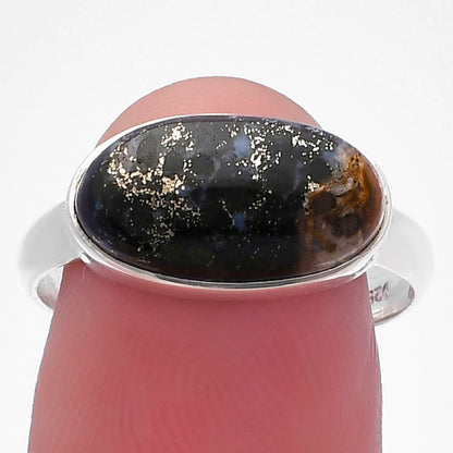 Natural Palm Root Fossil Agate Ring size-9 R-1057 SDR224476