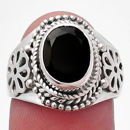 Natural Black Onyx - Brazil Ring size-7.5 R-1541 SDR224641