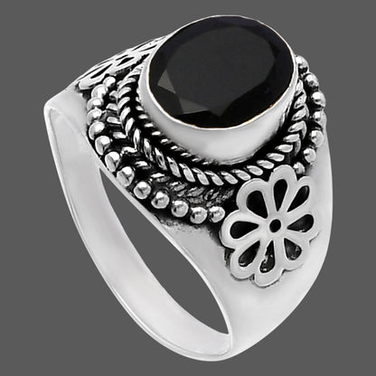 Natural Black Onyx - Brazil Ring size-7.5 R-1541 SDR224641