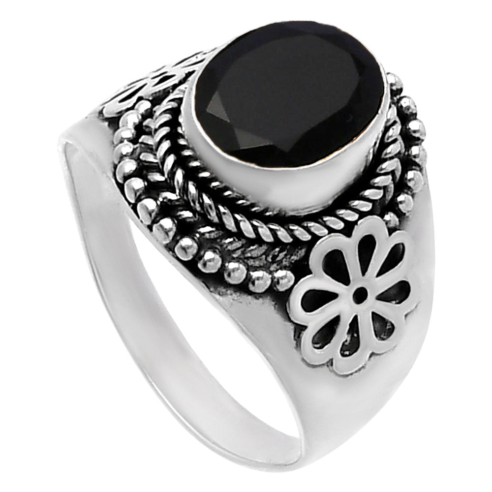 Natural Black Onyx - Brazil Ring size-7.5 R-1541 SDR224641
