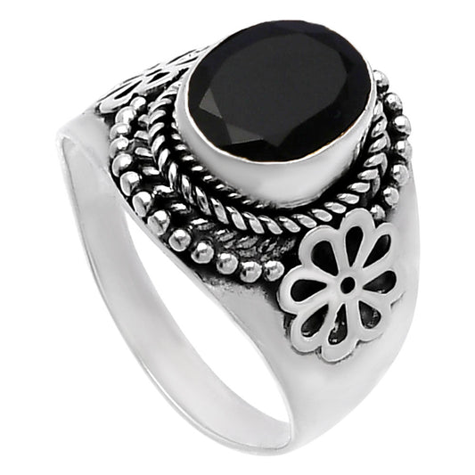 Natural Black Onyx - Brazil Ring size-7.5 R-1541 SDR224641