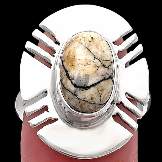 Authentic White Buffalo Turquoise Nevada Ring size-7.5 R-1240 SDR224758