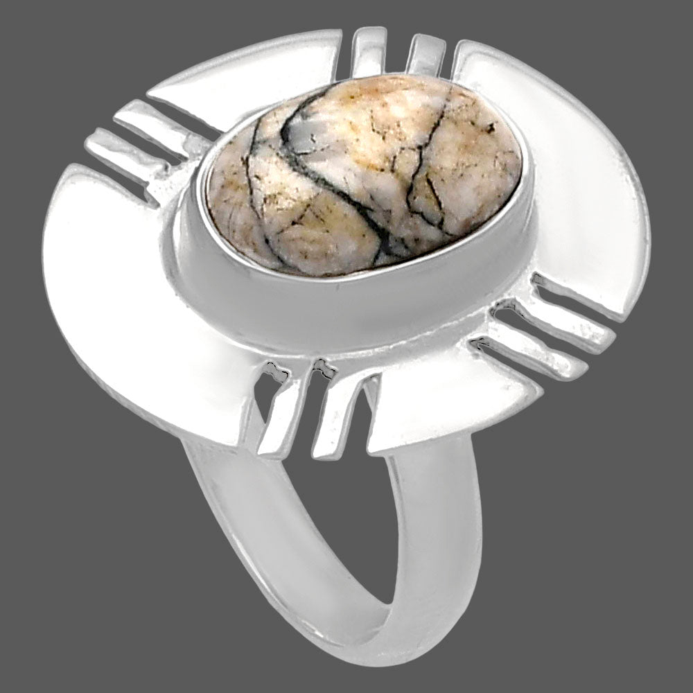 Authentic White Buffalo Turquoise Nevada Ring size-7.5 R-1240 SDR224758