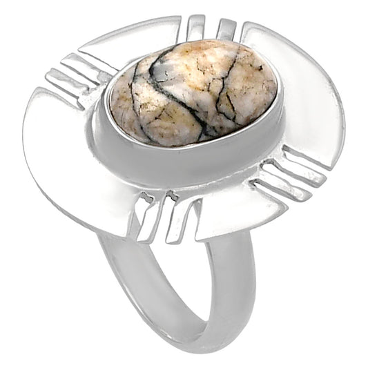Authentic White Buffalo Turquoise Nevada Ring size-7.5 R-1240 SDR224758