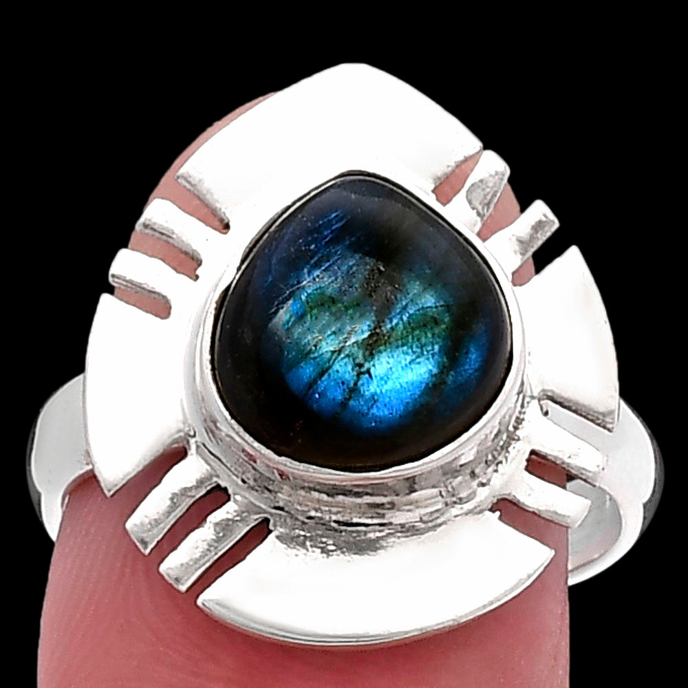 Blue Fire Labradorite - Madagascar Ring size-8 R-1240 SDR224763