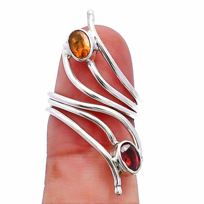Adjustable - Hessonite Garnet & Citrine Ring size-5 R-1409 SDR225204