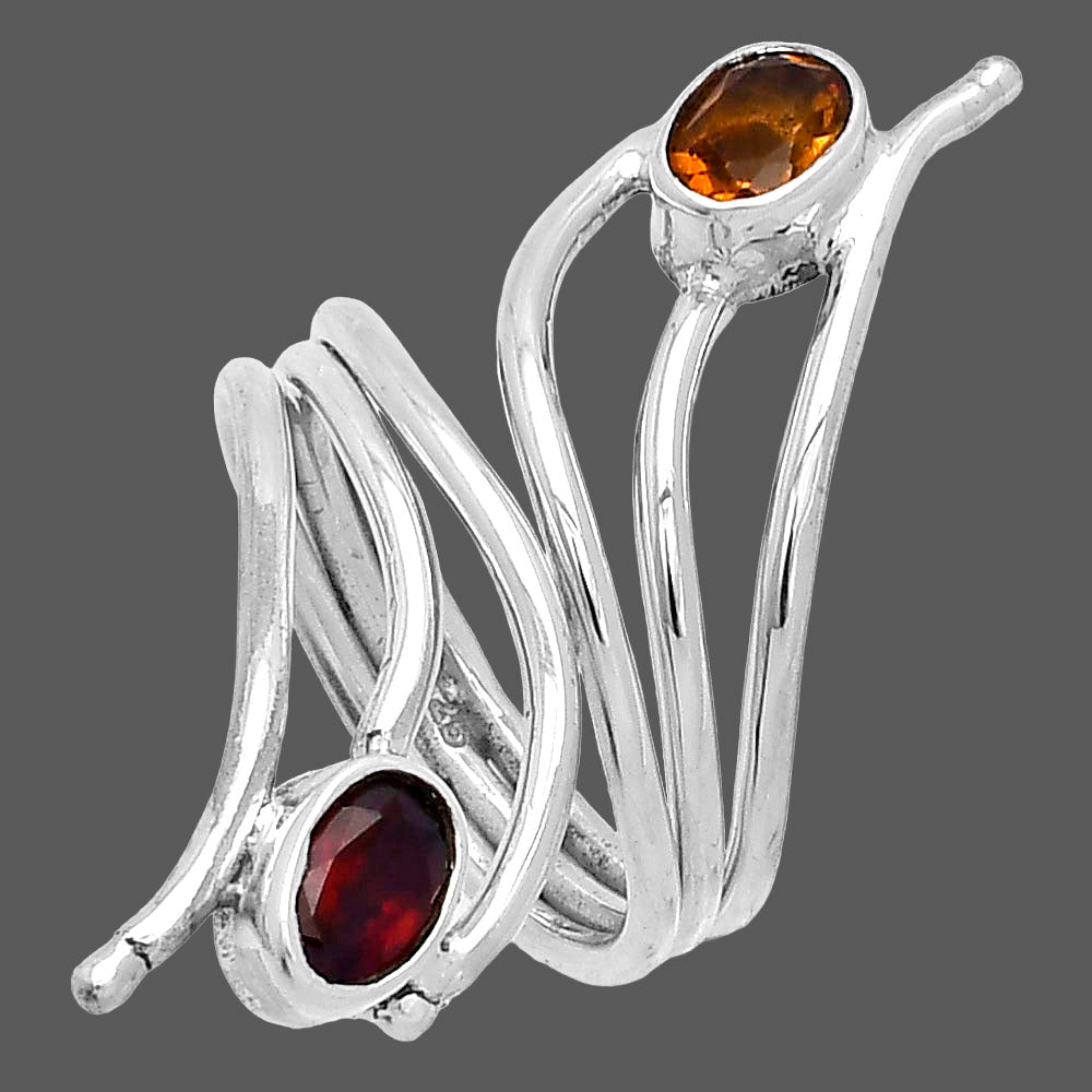 Adjustable - Hessonite Garnet & Citrine Ring size-5 R-1409 SDR225204