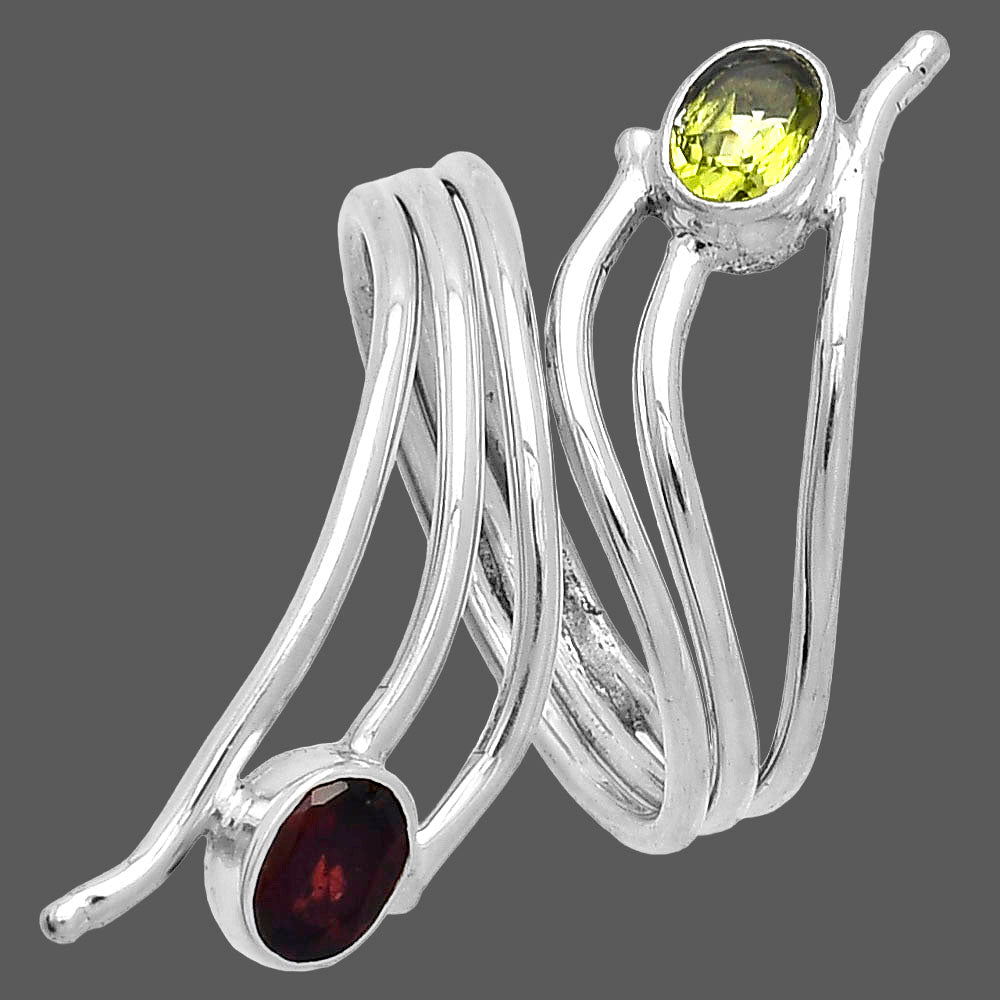 Adjustable - Peridot & Hessonite Garnet Ring size-9 R-1409 SDR225262