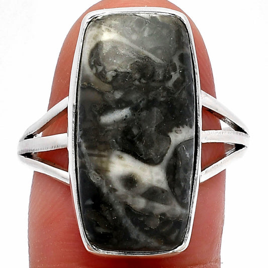 Natural Mexican Cabbing Fossil Ring size-9 R-1003 SDR225428