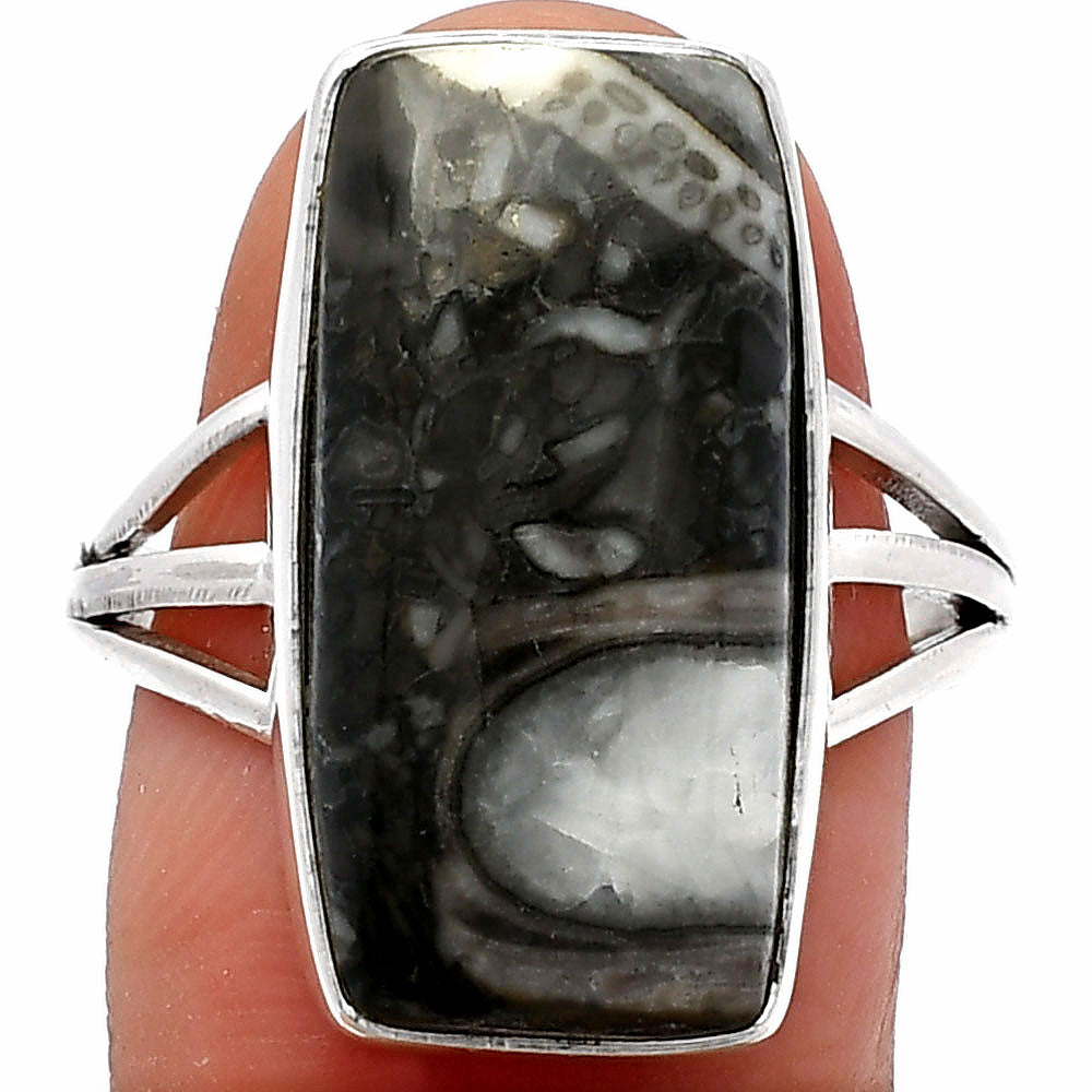 Natural Mexican Cabbing Fossil Ring size-9 R-1003 SDR225469