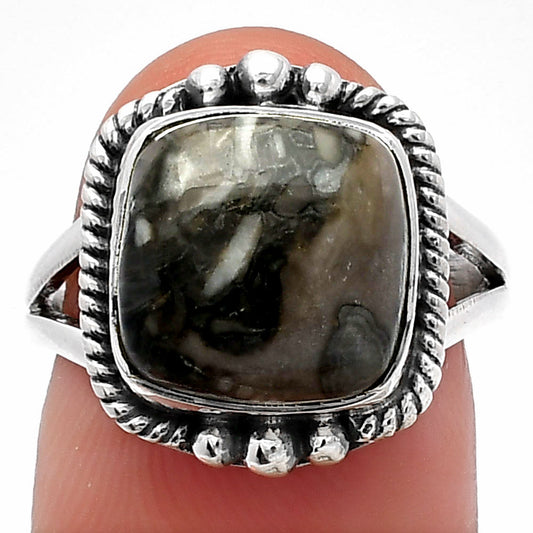 Natural Mexican Cabbing Fossil Ring size-7 R-1253 SDR225661