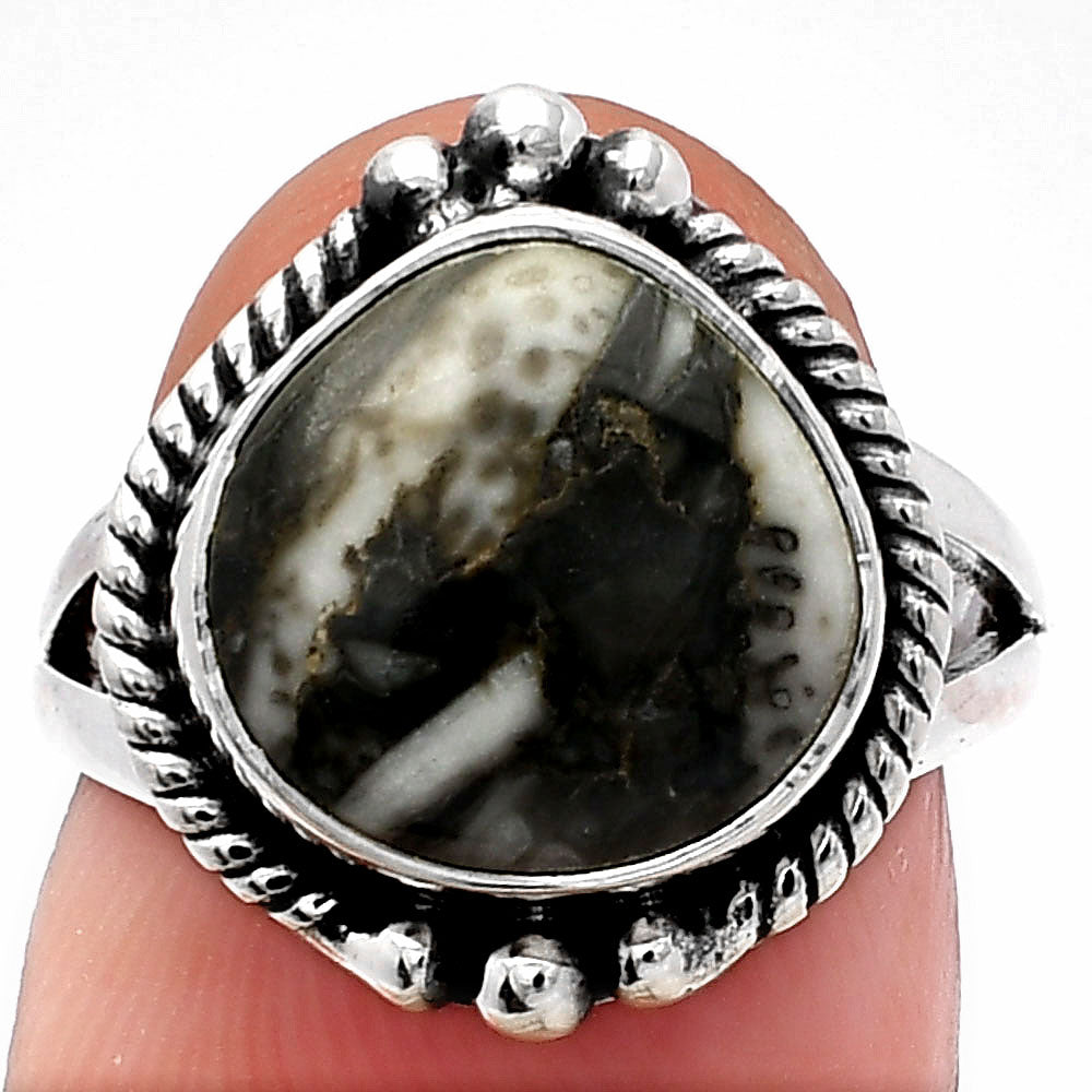Natural Mexican Cabbing Fossil Ring size-6 R-1253 SDR225666