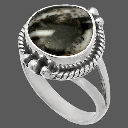Natural Mexican Cabbing Fossil Ring size-6 R-1253 SDR225666