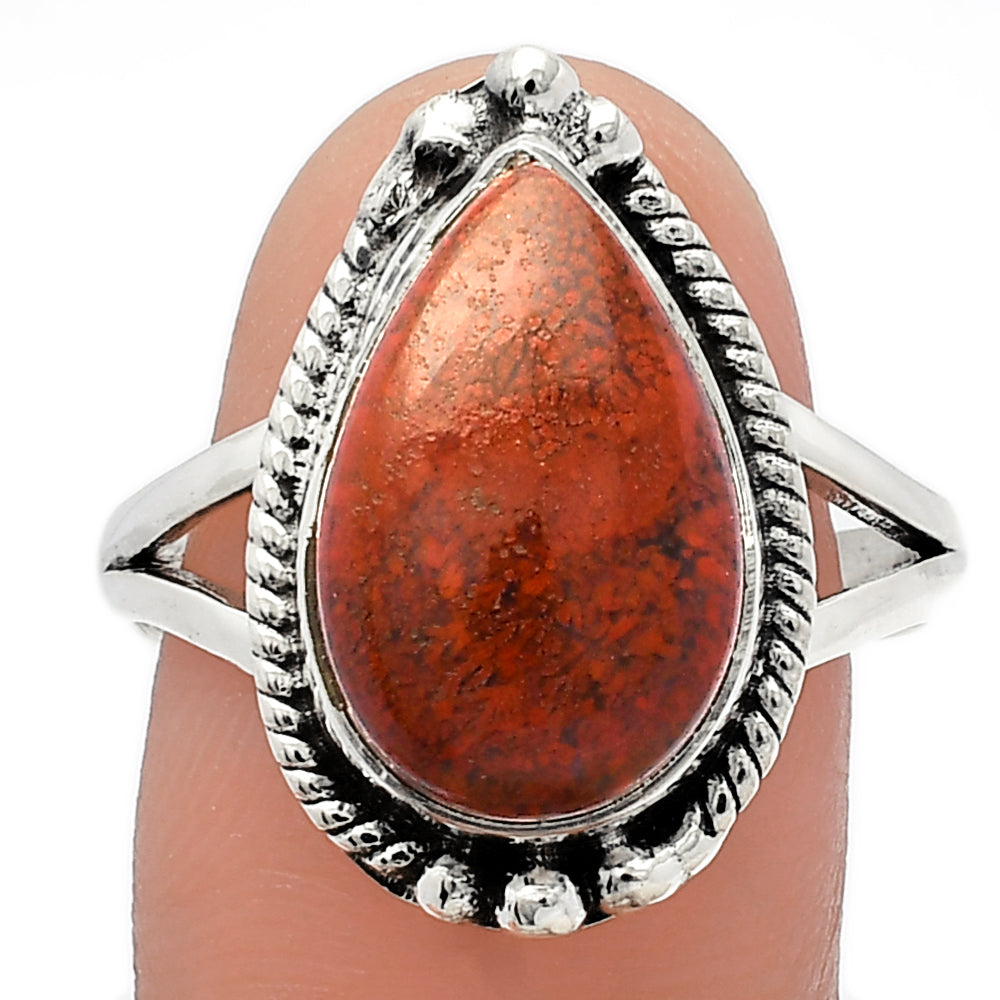 Natural Red Moss Agate Ring size-9.5 R-1253 SDR225706