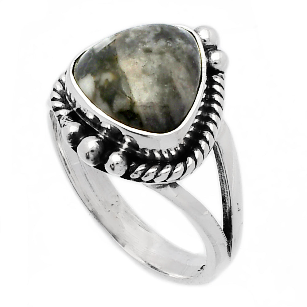 Natural Mexican Cabbing Fossil Ring size-6 R-1253 SDR225731