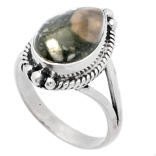 Natural Crinoid Fossil Coral Ring size-9 R-1253 SDR225764