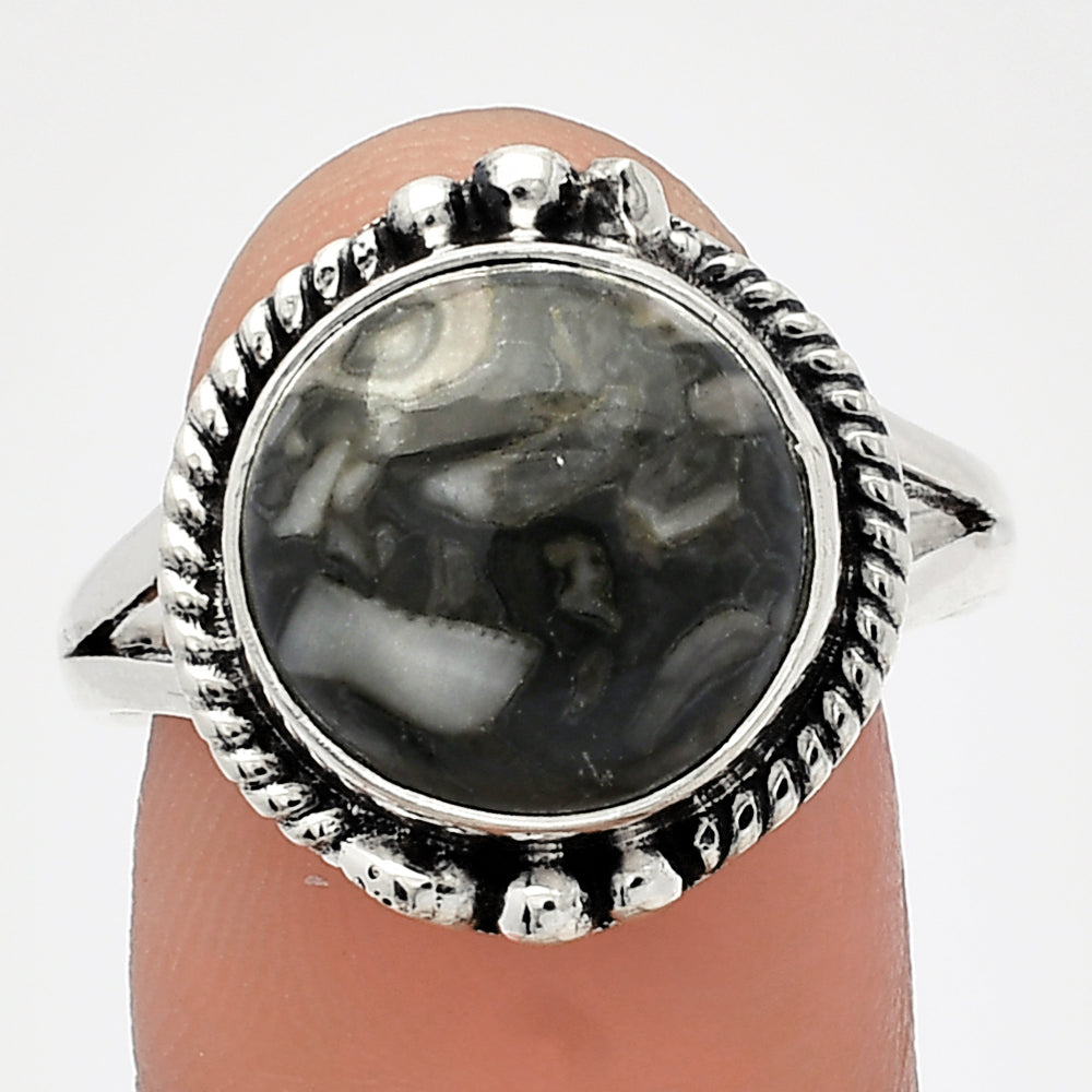 Natural Crinoid Fossil Coral Ring size-9.5 R-1253 SDR225807