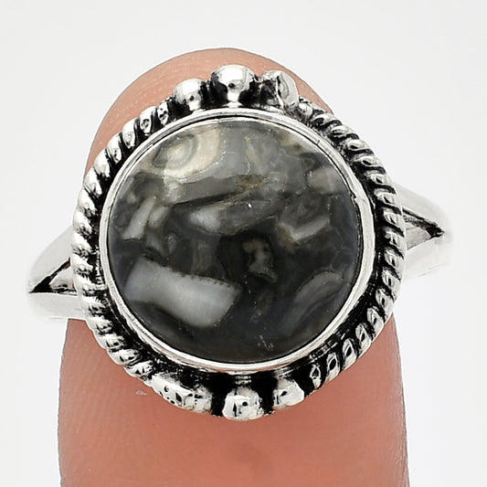 Natural Crinoid Fossil Coral Ring size-9.5 R-1253 SDR225807