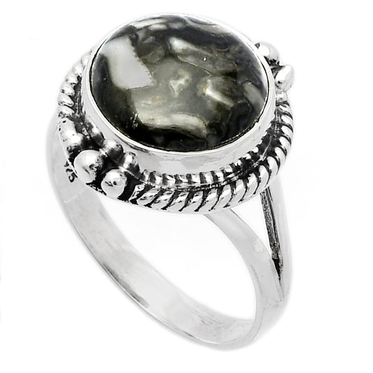 Natural Crinoid Fossil Coral Ring size-9.5 R-1253 SDR225807