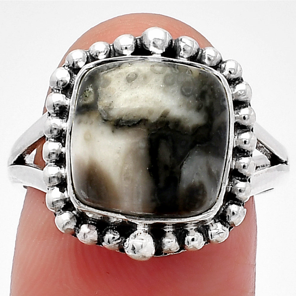 Natural Mexican Cabbing Fossil Ring size-8 R-1154 SDR226003