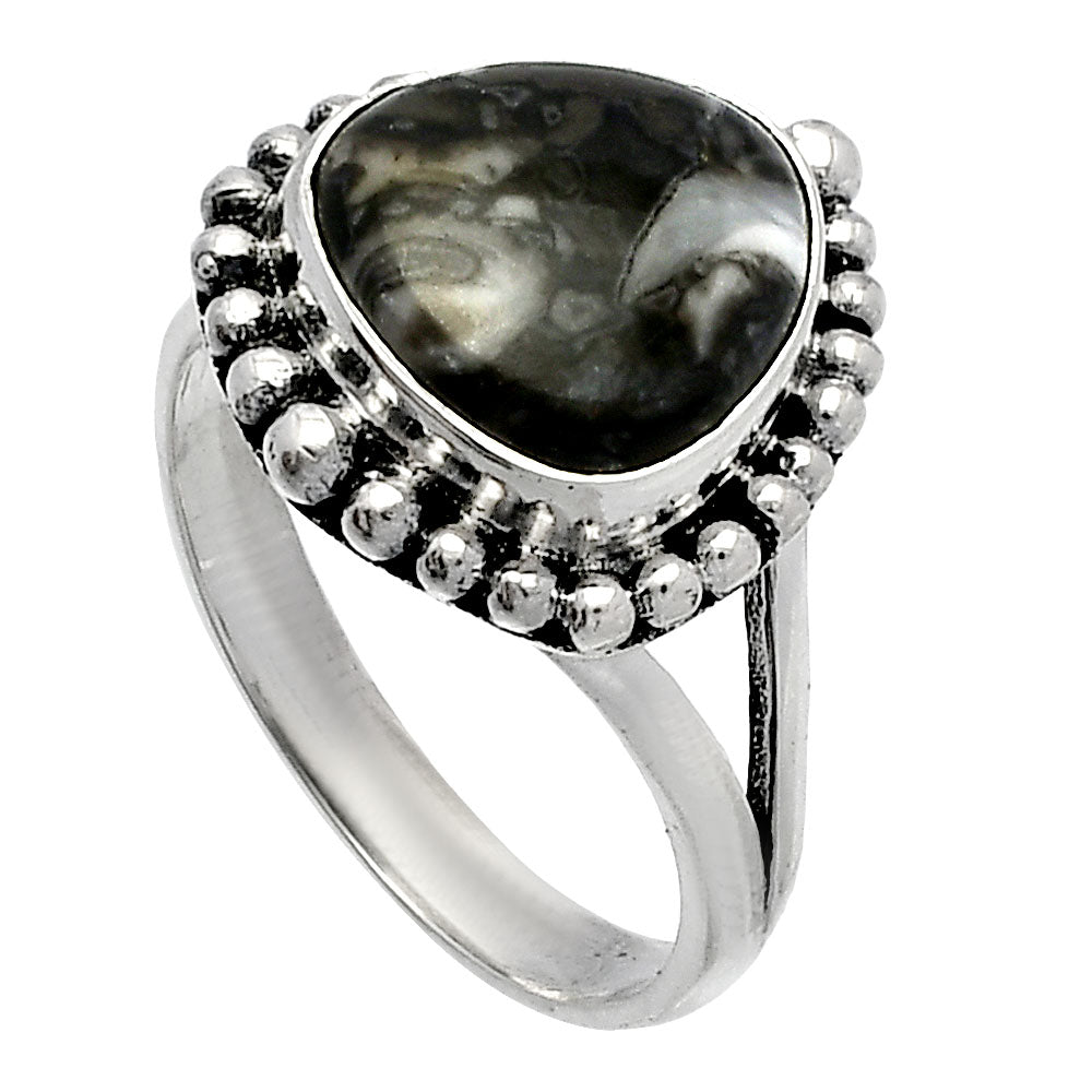 Natural Mexican Cabbing Fossil Ring size-8 R-1154 SDR226007