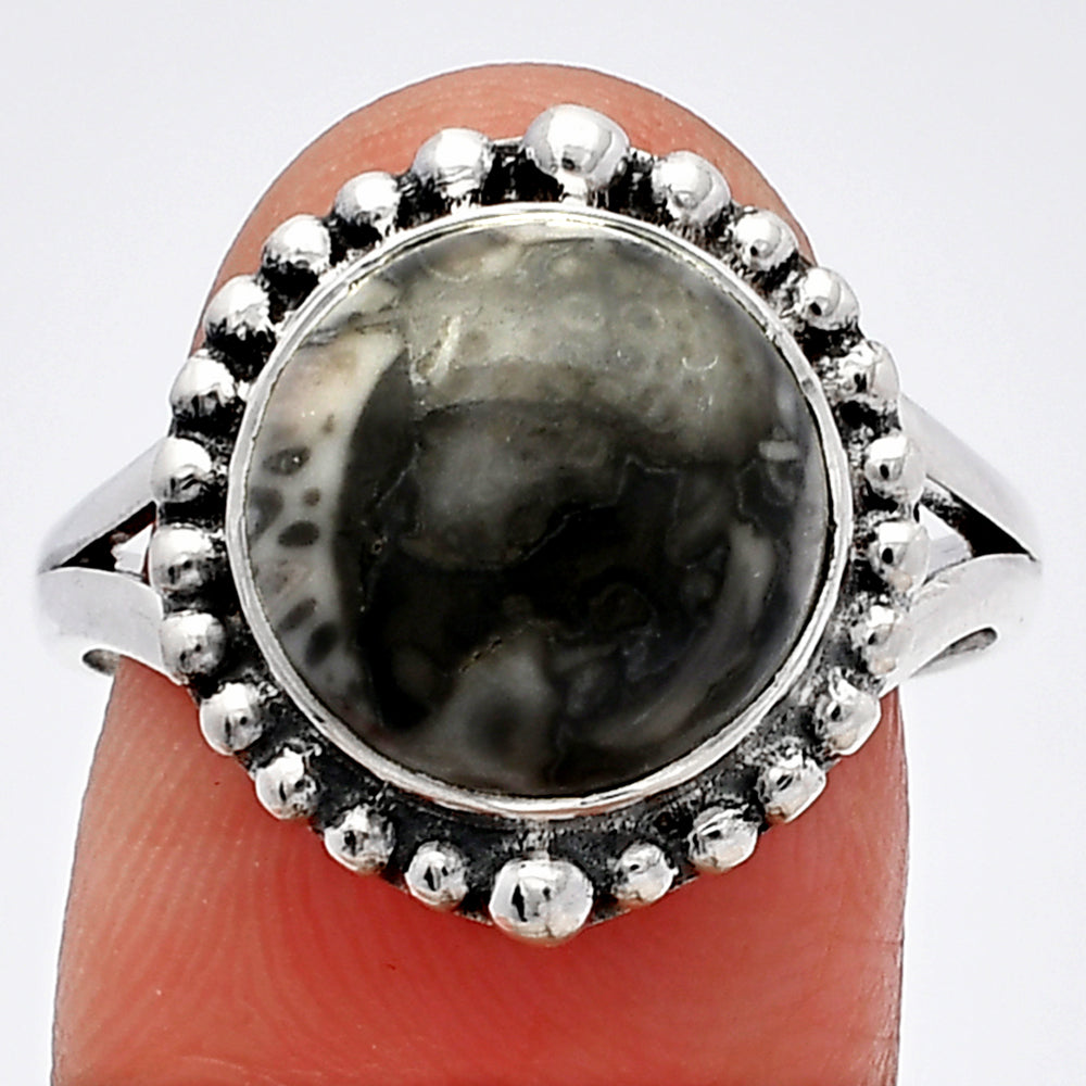 Natural Mexican Cabbing Fossil Ring size-9 R-1154 SDR226011