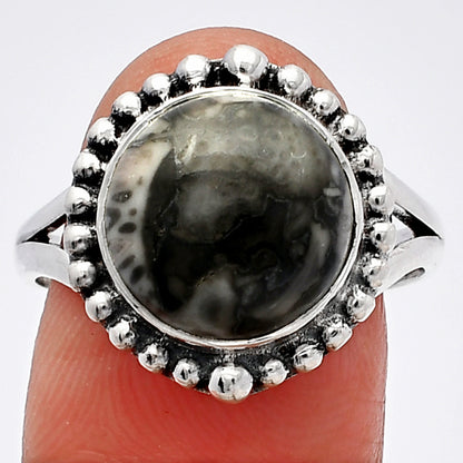 Natural Mexican Cabbing Fossil Ring size-9 R-1154 SDR226011