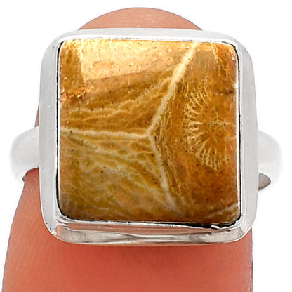 Natural Flower Fossil Coral Ring size-7 R-1007 SDR226333