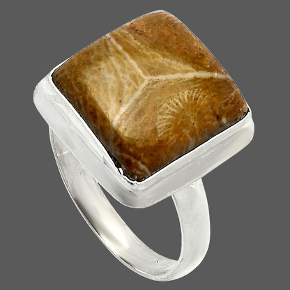 Natural Flower Fossil Coral Ring size-7 R-1007 SDR226333