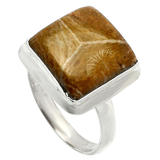 Natural Flower Fossil Coral Ring size-7 R-1007 SDR226333
