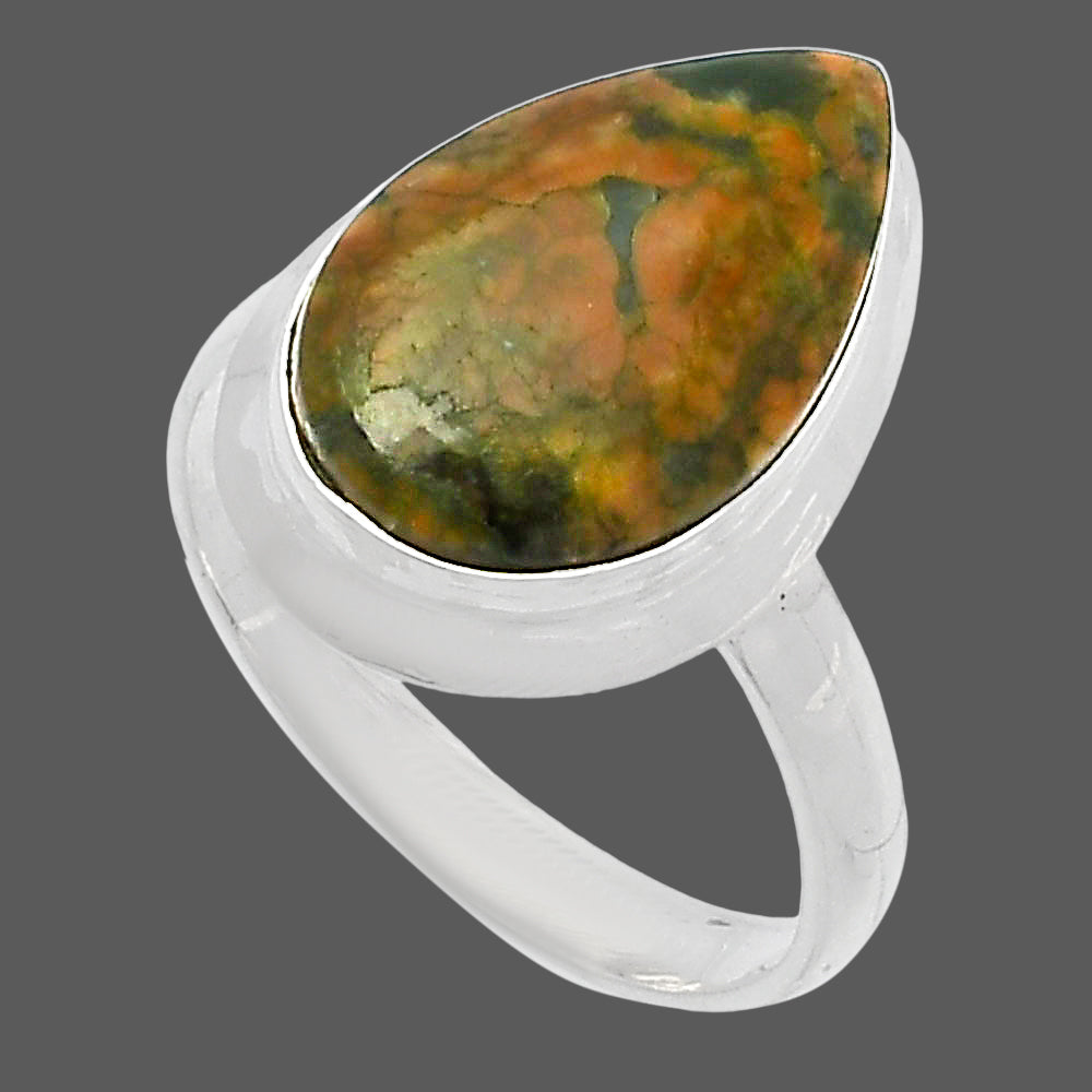 Natural Rhyolite - Rainforest Jasper Ring size-7 R-1007 SDR226388