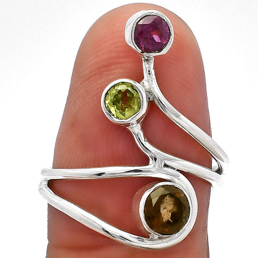 Smoky Quartz, Peridot & Garnet Ring size-7 R-1390 SDR226831