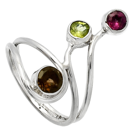 Smoky Quartz, Peridot & Garnet Ring size-7 R-1390 SDR226831