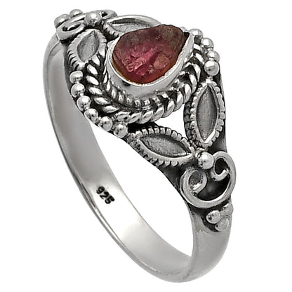 Natural Pink Tourmaline Rough Ring size-8 R-1286 SDR227153